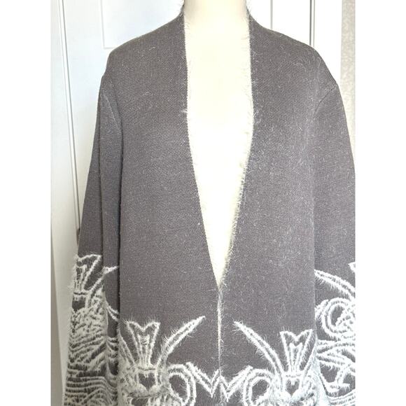 Picadilly Canada Cardigan Grey “Winter Dream” Open Front Sweater NWT Womens M/L - Picture 6 of 13